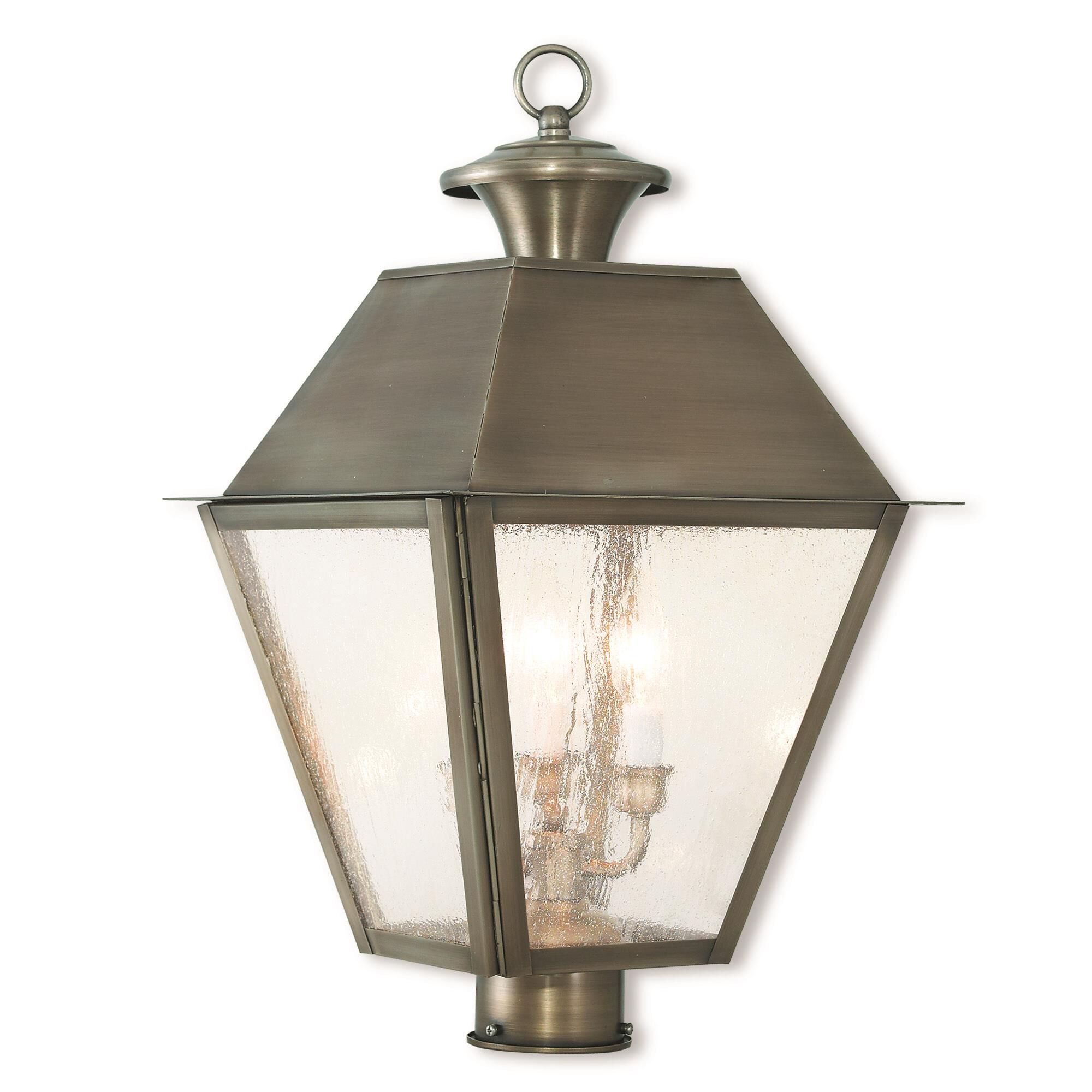 Shown in Vintage Pewter finish and Seeded glass